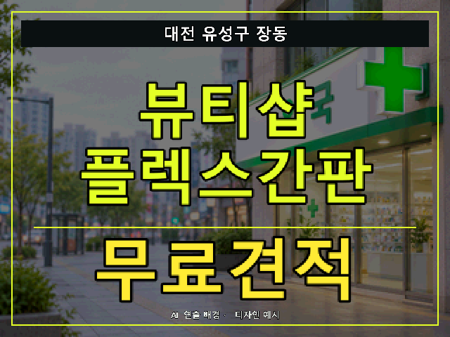 대전 유성구 장동 뷰티샵 플렉스간판 무료견적 안내 썸네일 · AI 연출 배경