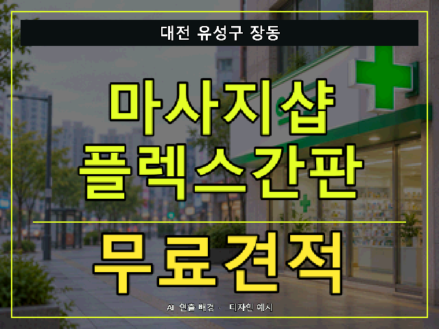 대전 유성구 장동 마사지샵 플렉스간판 무료견적 안내 썸네일 · AI 연출 배경