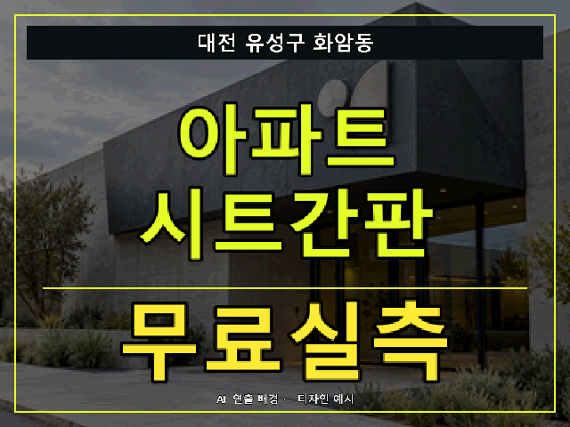 대전 유성구 화암동 아파트 시트간판 무료실측 안내 썸네일 · AI 연출 배경