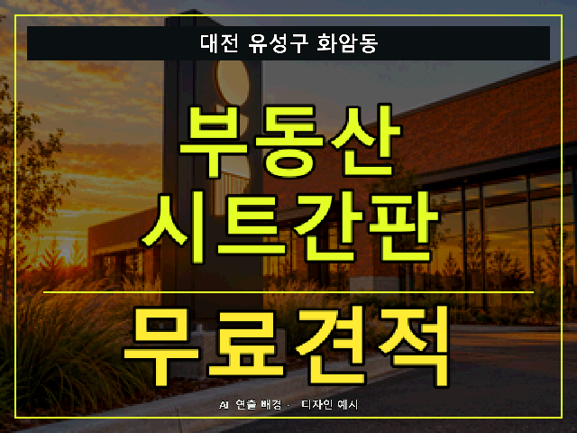대전 유성구 화암동 부동산 시트간판 무료견적 안내 썸네일 · AI 연출 배경