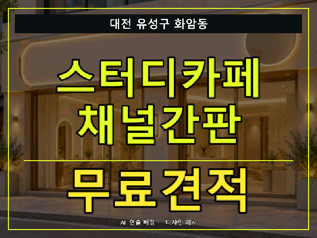 대전 유성구 화암동 스터디카페 채널간판 무료견적 안내 썸네일 · AI 연출 배경