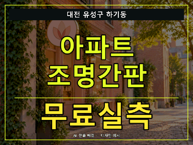 대전 유성구 하기동 아파트 조명간판 무료실측 안내 썸네일 · AI 연출 배경