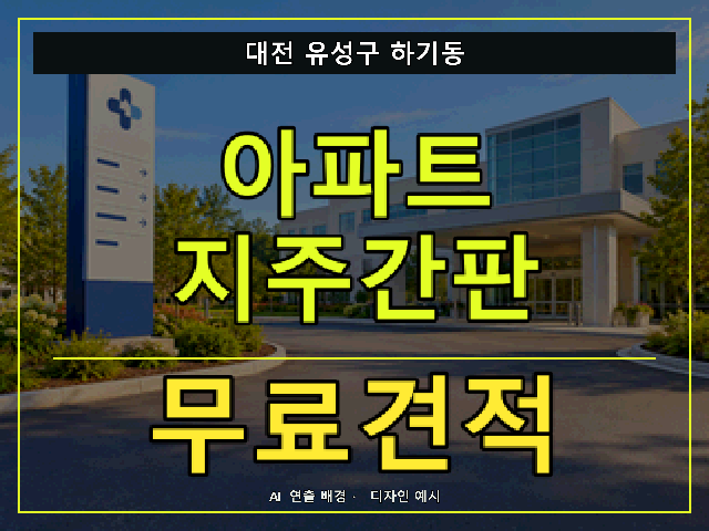 대전 유성구 하기동 아파트 지주간판 무료견적 안내 썸네일 · AI 연출 배경