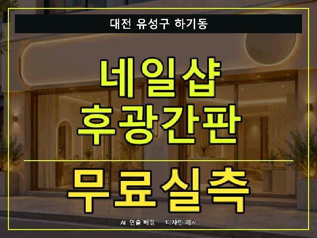 대전 유성구 하기동 네일샵 후광간판 무료실측 안내 썸네일 · AI 연출 배경