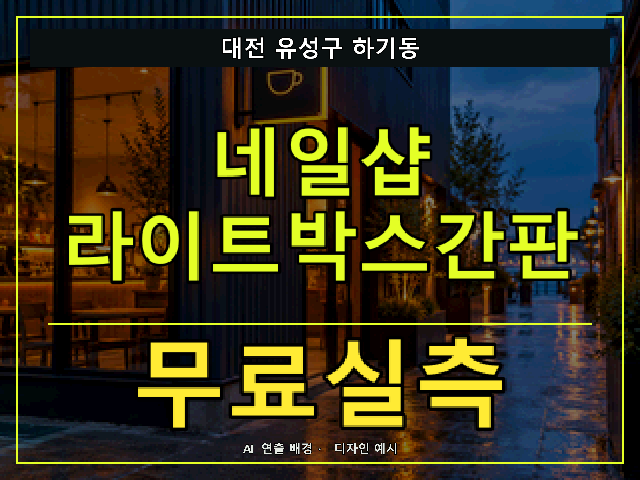 대전 유성구 하기동 네일샵 라이트박스간판 무료실측 안내 썸네일 · AI 연출 배경