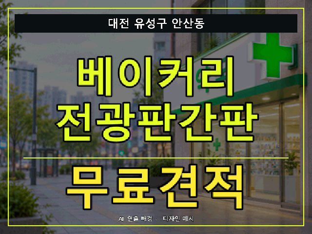 대전 유성구 안산동 베이커리 전광판간판 무료견적 안내 썸네일 · AI 연출 배경