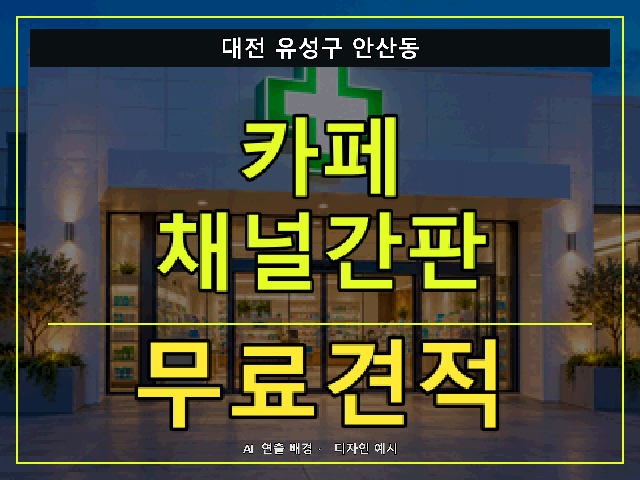 대전 유성구 안산동 카페 채널간판 무료견적 안내 썸네일 · AI 연출 배경