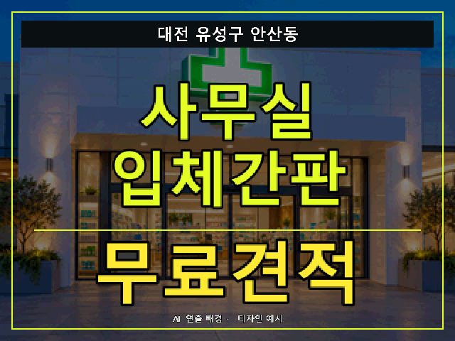 대전 유성구 안산동 사무실 입체간판 무료견적 안내 썸네일 · AI 연출 배경