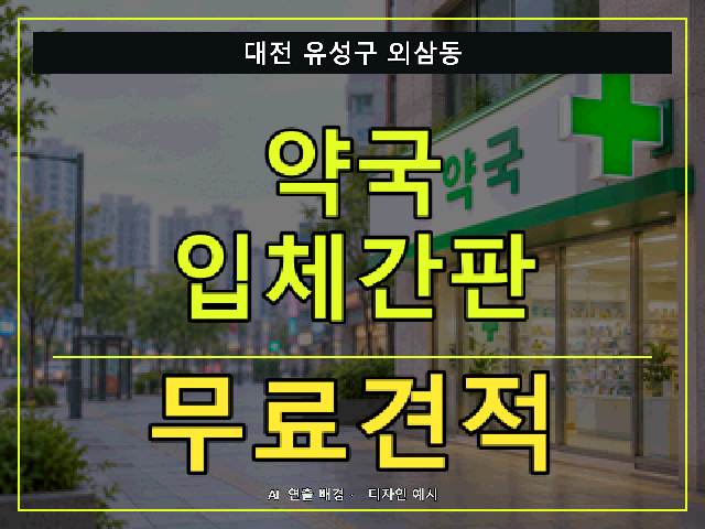 대전 유성구 외삼동 약국 입체간판 무료견적 안내 썸네일 · AI 연출 배경