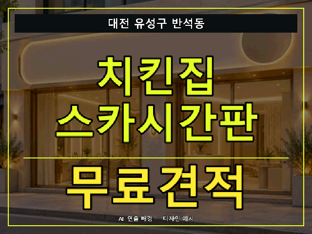 대전 유성구 반석동 치킨집 스카시간판 무료견적 안내 썸네일 · AI 연출 배경
