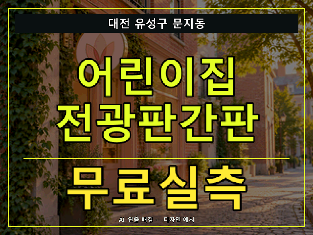 대전 유성구 문지동 어린이집 전광판간판 무료실측 안내 썸네일 · AI 연출 배경