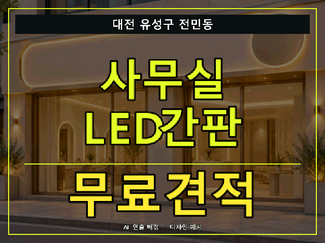 대전 유성구 전민동 사무실 LED간판 무료견적 안내 썸네일 · AI 연출 배경