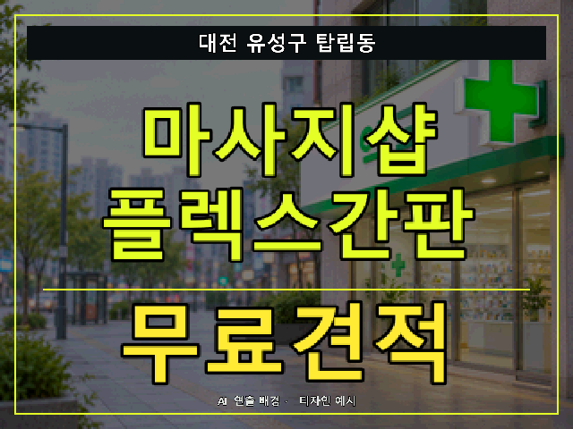 대전 유성구 탑립동 마사지샵 플렉스간판 무료견적 안내 썸네일 · AI 연출 배경