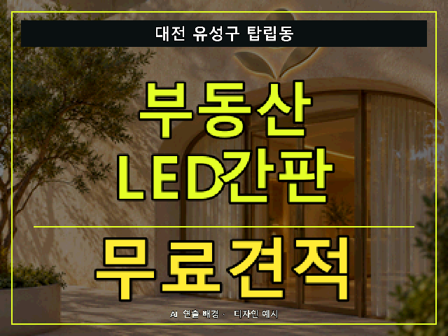 대전 유성구 탑립동 부동산 LED간판 무료견적 안내 썸네일 · AI 연출 배경