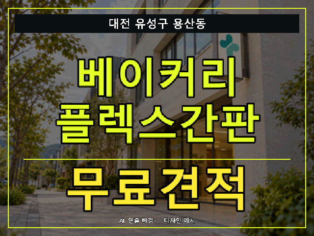 대전 유성구 용산동 베이커리 플렉스간판 무료견적 안내 썸네일 · AI 연출 배경