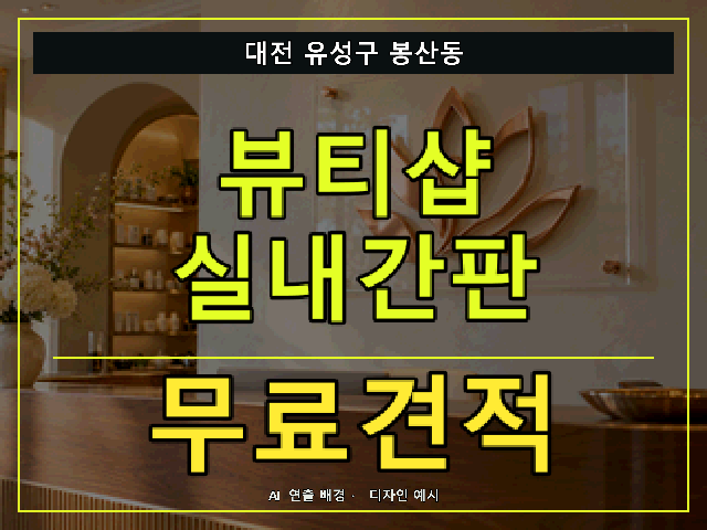 대전 유성구 봉산동 뷰티샵 실내간판 무료견적 안내 썸네일 · AI 연출 배경