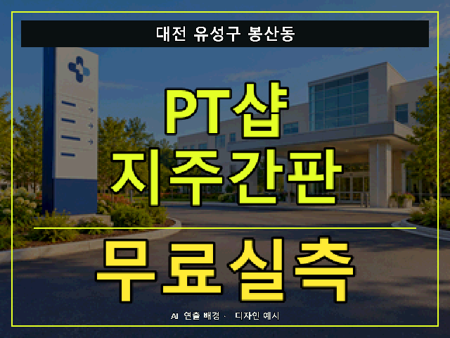 대전 유성구 봉산동 PT샵 지주간판 무료실측 안내 썸네일 · AI 연출 배경