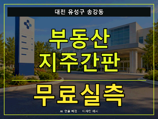 대전 유성구 송강동 부동산 지주간판 무료실측 안내 썸네일 · AI 연출 배경