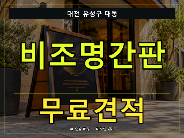 대전 유성구 대동 비조명간판 무료견적 안내 썸네일 · AI 연출 배경