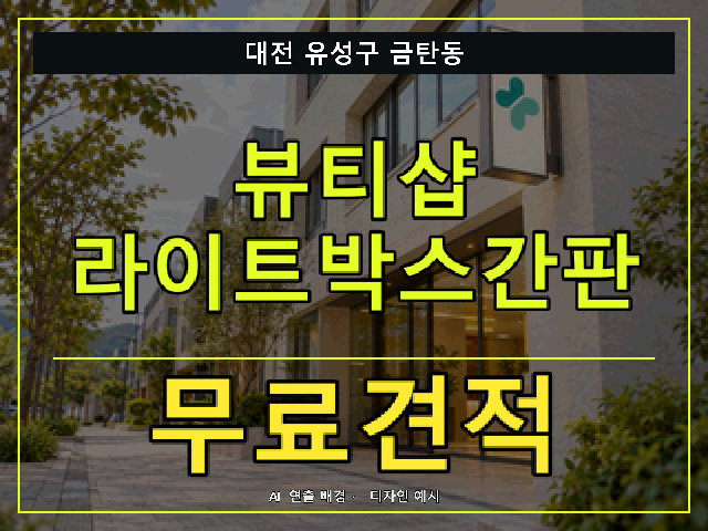 대전 유성구 금탄동 뷰티샵 라이트박스간판 무료견적 안내 썸네일 · AI 연출 배경