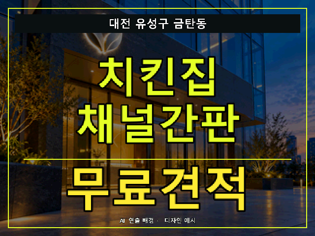 대전 유성구 금탄동 치킨집 채널간판 무료견적 안내 썸네일 · AI 연출 배경