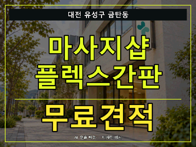 대전 유성구 금탄동 마사지샵 플렉스간판 무료견적 안내 썸네일 · AI 연출 배경