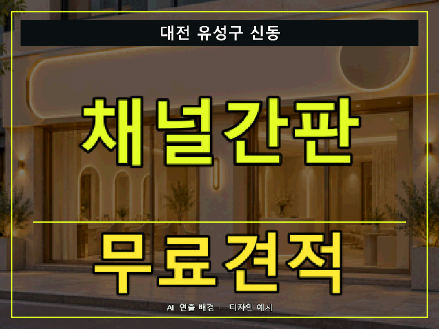 대전 유성구 신동 채널간판 무료견적 안내 썸네일 · AI 연출 배경