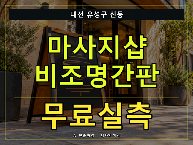 대전 유성구 신동 마사지샵 비조명간판 무료실측 안내 썸네일 · AI 연출 배경