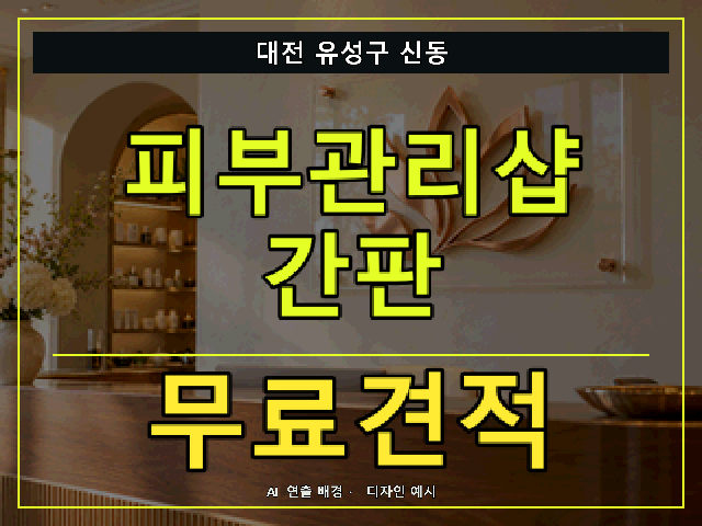 대전 유성구 신동 피부관리샵 간판 무료견적 안내 썸네일 · AI 연출 배경