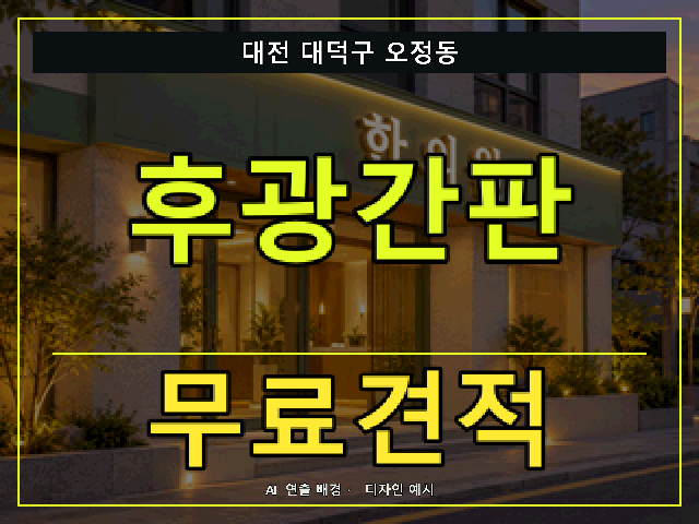 대전 대덕구 오정동 후광간판 무료견적 안내 썸네일 · AI 연출 배경