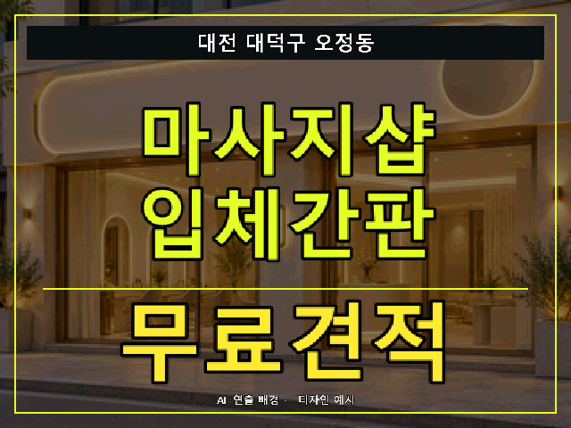 대전 대덕구 오정동 마사지샵 입체간판 무료견적 안내 썸네일 · AI 연출 배경