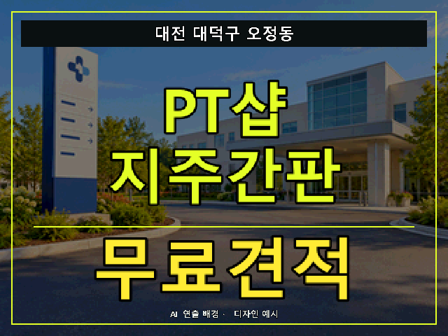 대전 대덕구 오정동 PT샵 지주간판 무료견적 안내 썸네일 · AI 연출 배경