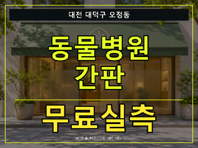 대전 대덕구 오정동 동물병원 간판 무료실측 안내 썸네일 · AI 연출 배경