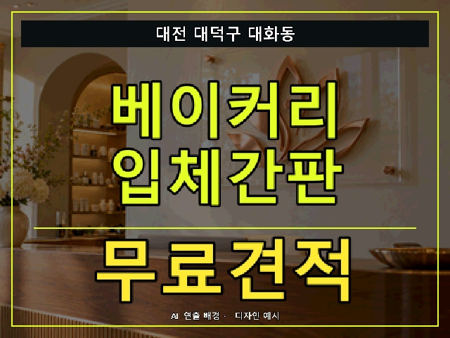 대전 대덕구 대화동 베이커리 입체간판 무료견적 안내 썸네일 · AI 연출 배경