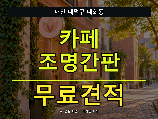 대전 대덕구 대화동 카페 조명간판 무료견적 안내 썸네일 · AI 연출 배경