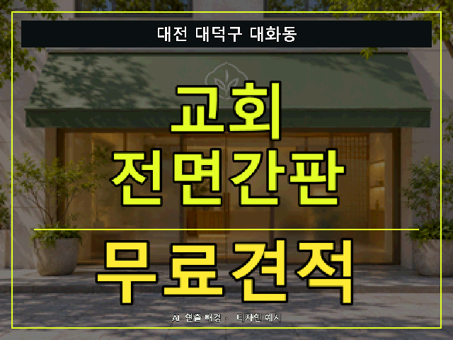 대전 대덕구 대화동 교회 전면간판 무료견적 안내 썸네일 · AI 연출 배경