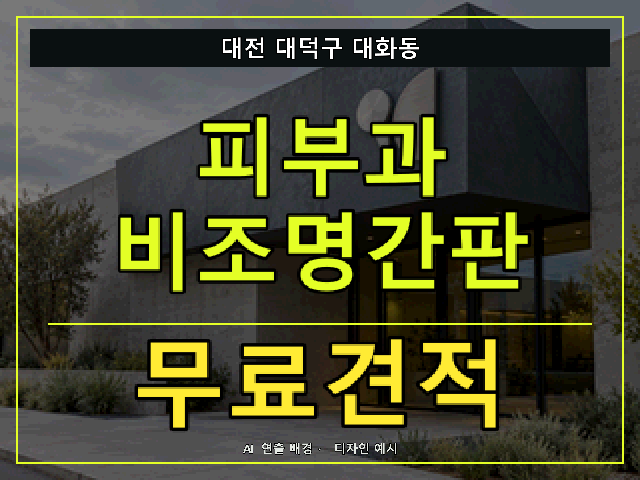 대전 대덕구 대화동 피부과 비조명간판 무료견적 안내 썸네일 · AI 연출 배경
