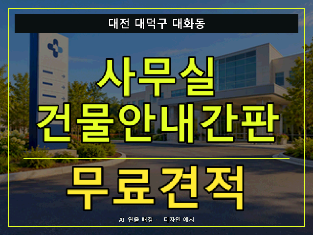 대전 대덕구 대화동 사무실 건물안내간판 무료견적 안내 썸네일 · AI 연출 배경