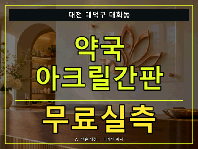 대전 대덕구 대화동 약국 아크릴간판 무료실측 안내 썸네일 · AI 연출 배경