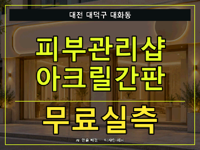 대전 대덕구 대화동 피부관리샵 아크릴간판 무료실측 안내 썸네일 · AI 연출 배경