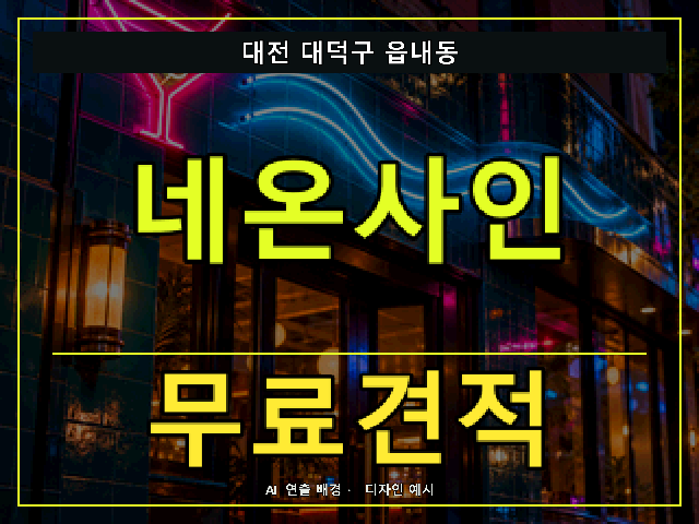 대전 대덕구 읍내동 네온사인 무료견적 안내 썸네일 · AI 연출 배경