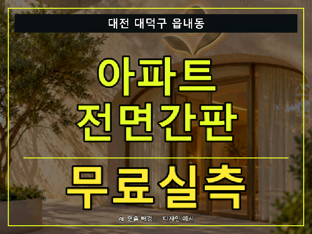 대전 대덕구 읍내동 아파트 전면간판 무료실측 안내 썸네일 · AI 연출 배경