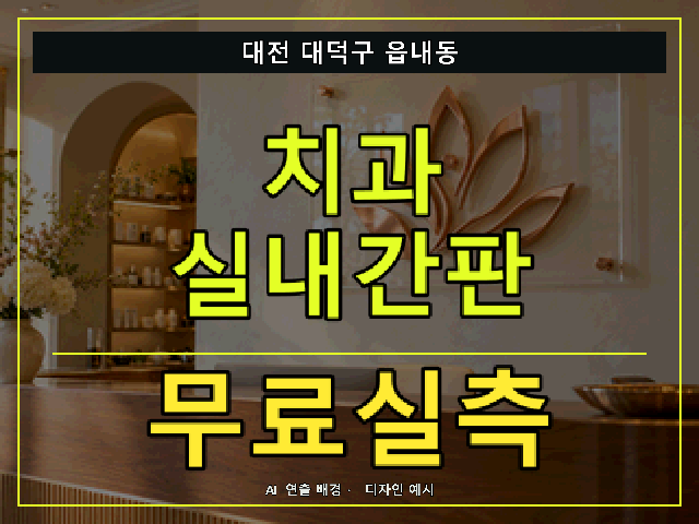 대전 대덕구 읍내동 치과 실내간판 무료실측 안내 썸네일 · AI 연출 배경