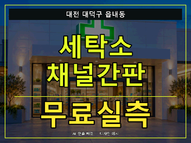 대전 대덕구 읍내동 세탁소 채널간판 무료실측 안내 썸네일 · AI 연출 배경