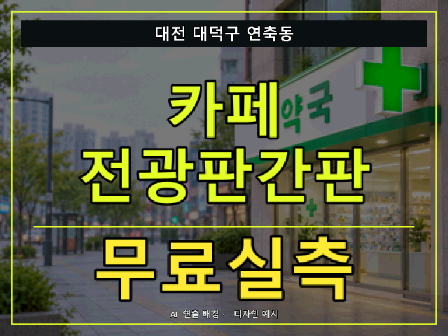 대전 대덕구 연축동 카페 전광판간판 무료실측 안내 썸네일 · AI 연출 배경