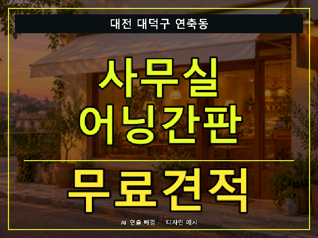 대전 대덕구 연축동 사무실 어닝간판 무료견적 안내 썸네일 · AI 연출 배경