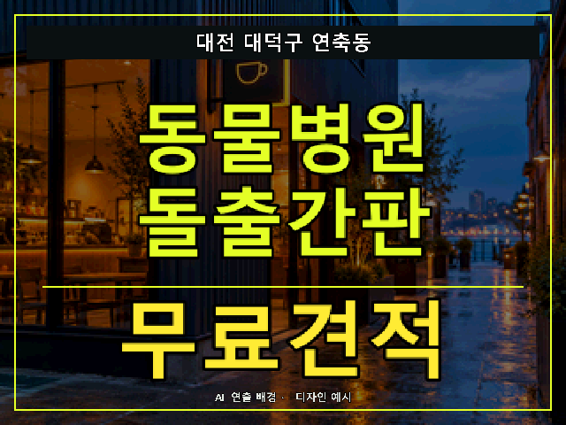 대전 대덕구 연축동 동물병원 돌출간판 무료견적 안내 썸네일 · AI 연출 배경