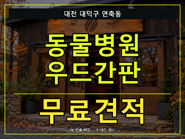 대전 대덕구 연축동 동물병원 우드간판 무료견적 안내 썸네일 · AI 연출 배경