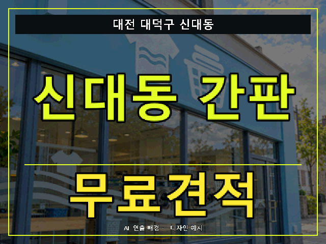 대전 대덕구 신대동 간판 제작 무료견적 안내 썸네일 · AI 연출 배경