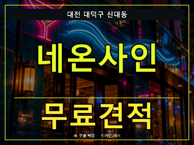 대전 대덕구 신대동 네온사인 무료견적 안내 썸네일 · AI 연출 배경